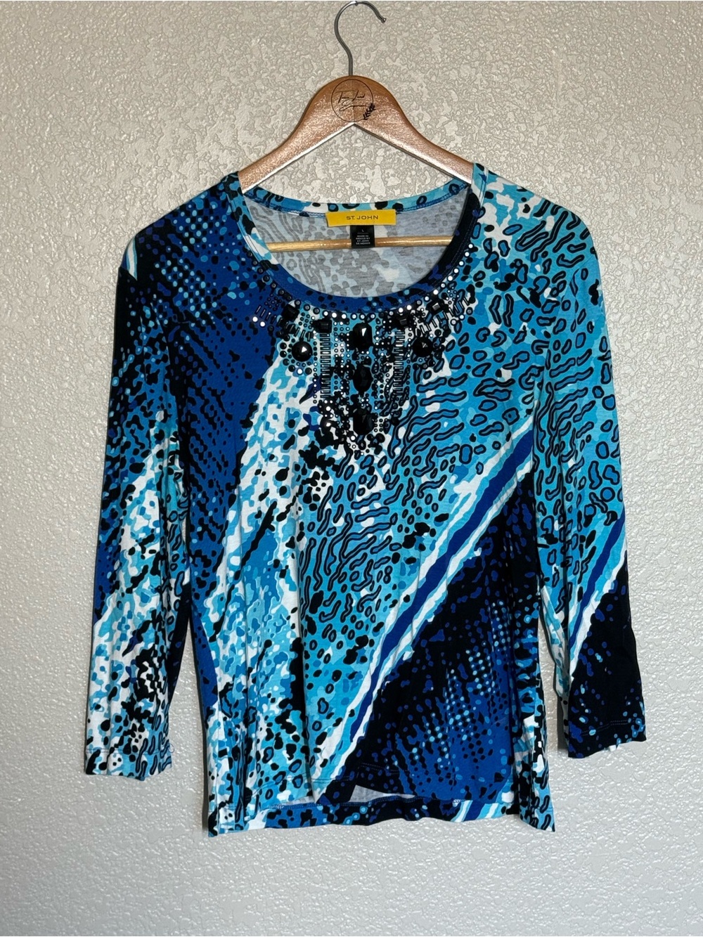 St. John beaded neck Jersey knit top